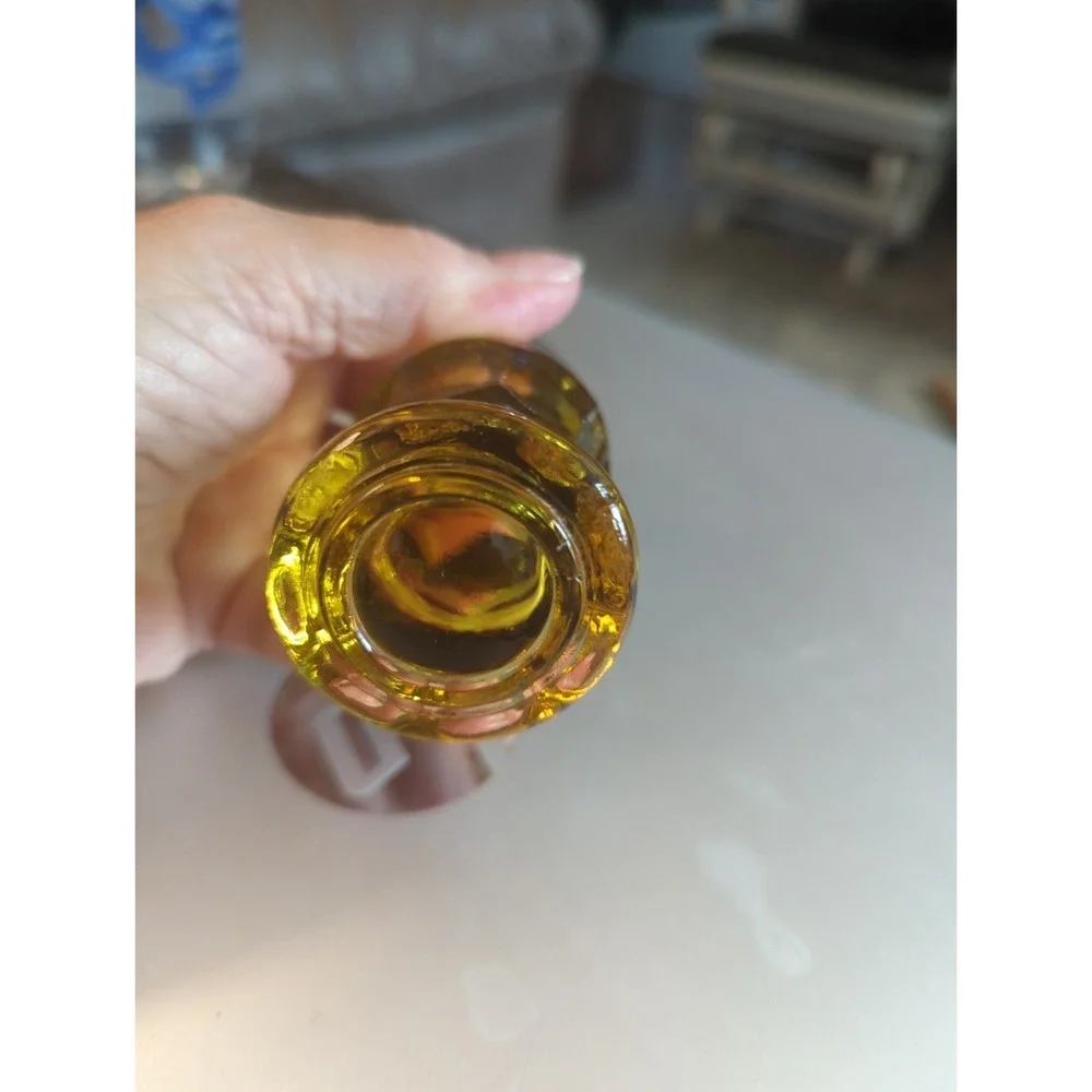 1 Vintage Anchor Hocking Amber Shaker Chrome Plastic Top